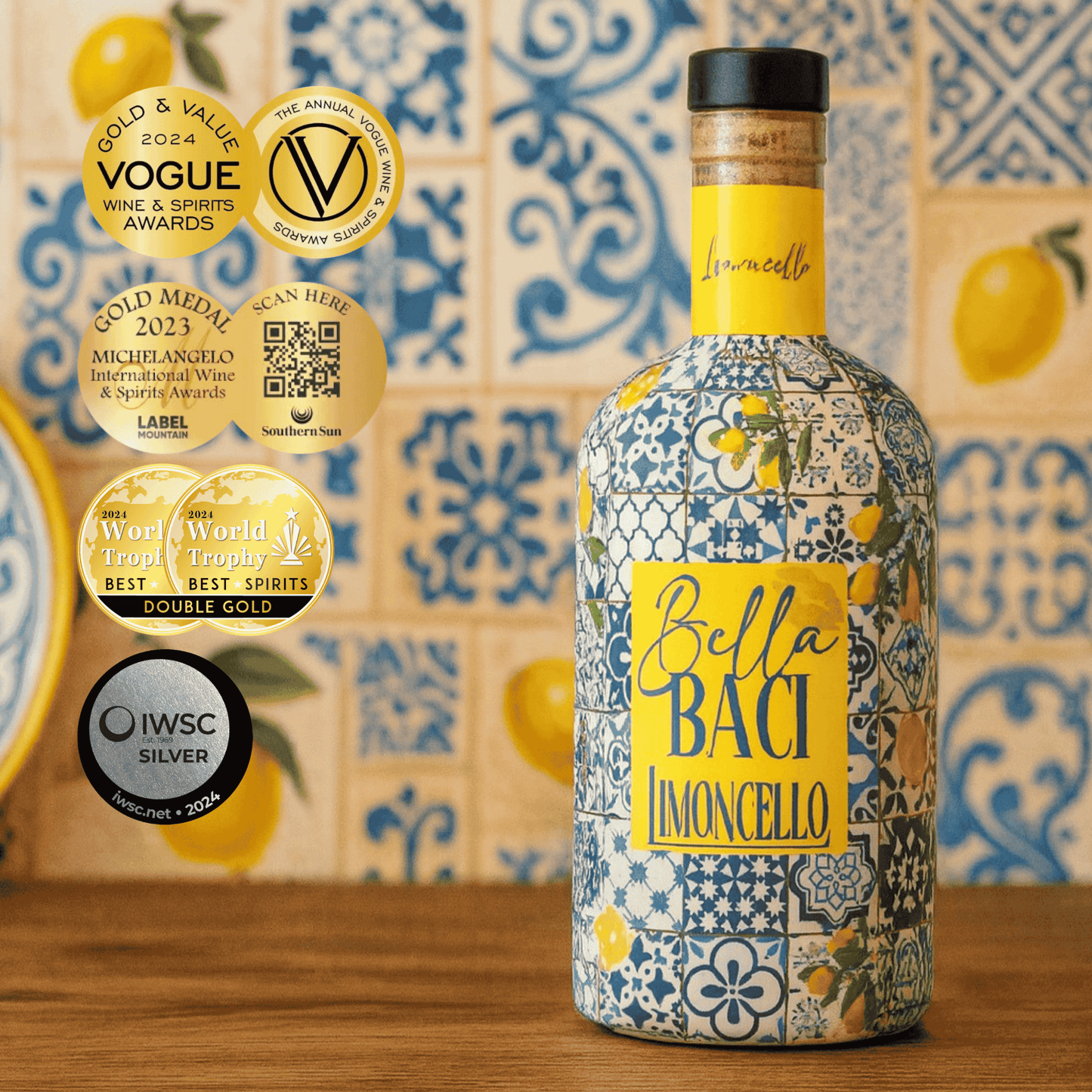 Bella Baci Limoncello 750ml - Award winning Natural Lemon Liqueur
