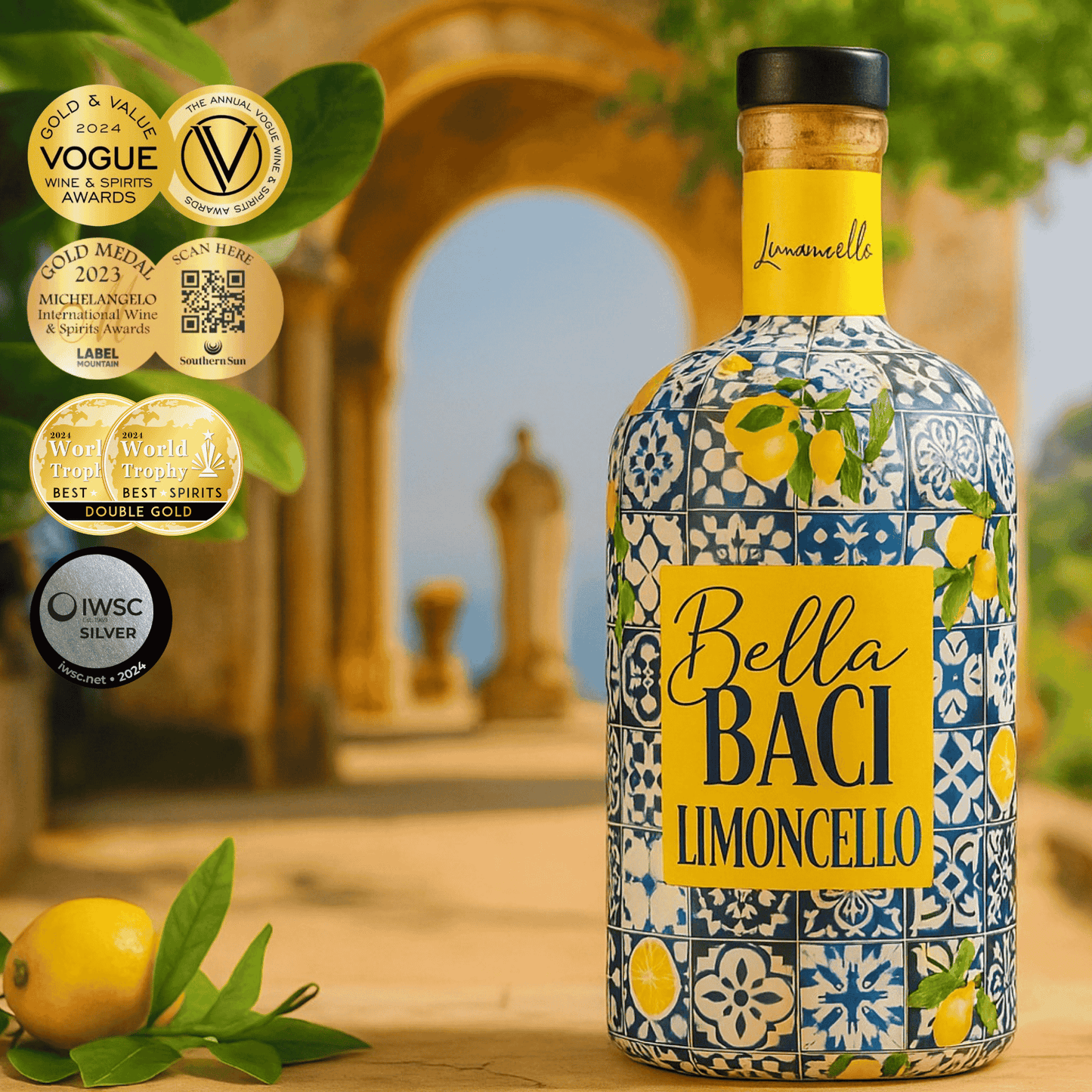 Bella Baci Limoncello 750ml - Award winning Natural Lemon Liqueur